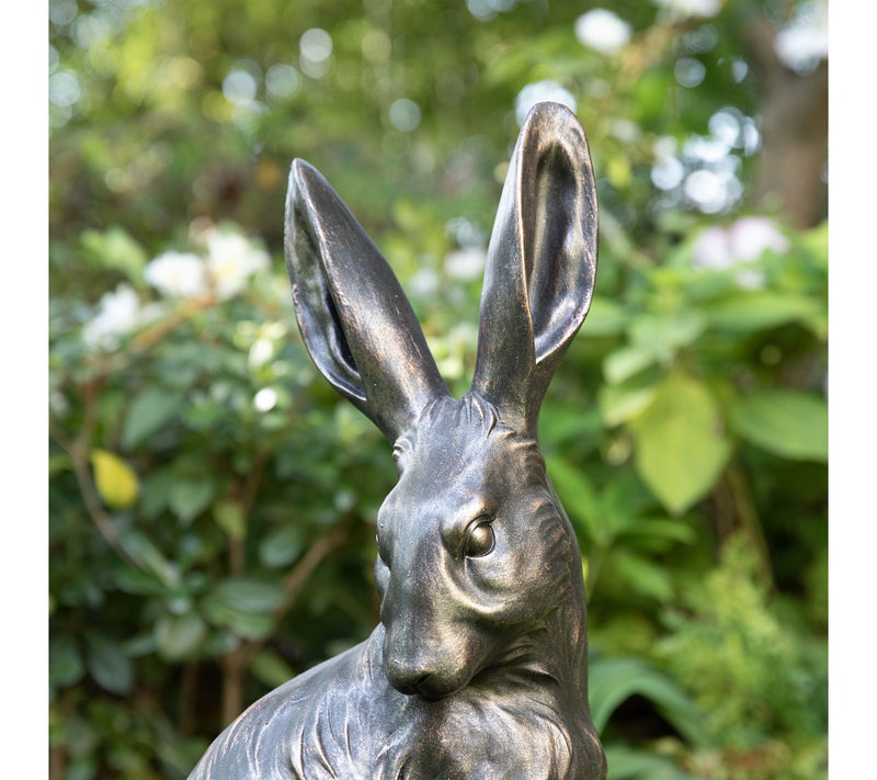 Glitzhome 21.25''H MGO Bronze Mom and Baby Rabbit Statue — View 3