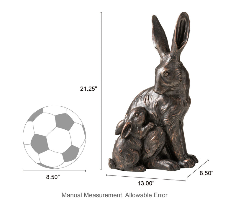 Glitzhome 21.25''H MGO Bronze Mom and Baby Rabbit Statue — View 6