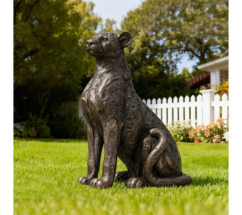Glitzhome 23.25''H MGO Bronze Leopard Statue — View 3