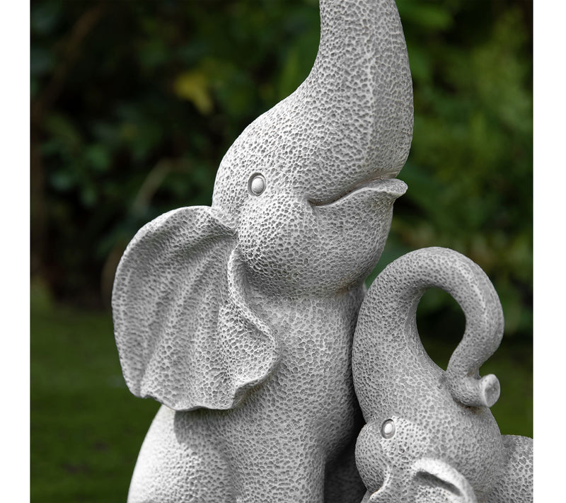 Glitzhome 18.25''H Resin Mother and Baby Elephant Statue — View 3