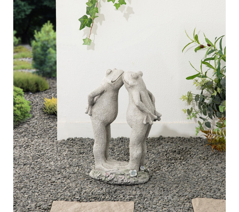 Glitzhome 15.25''H Resin Two Kissing Frog Statue — View 2