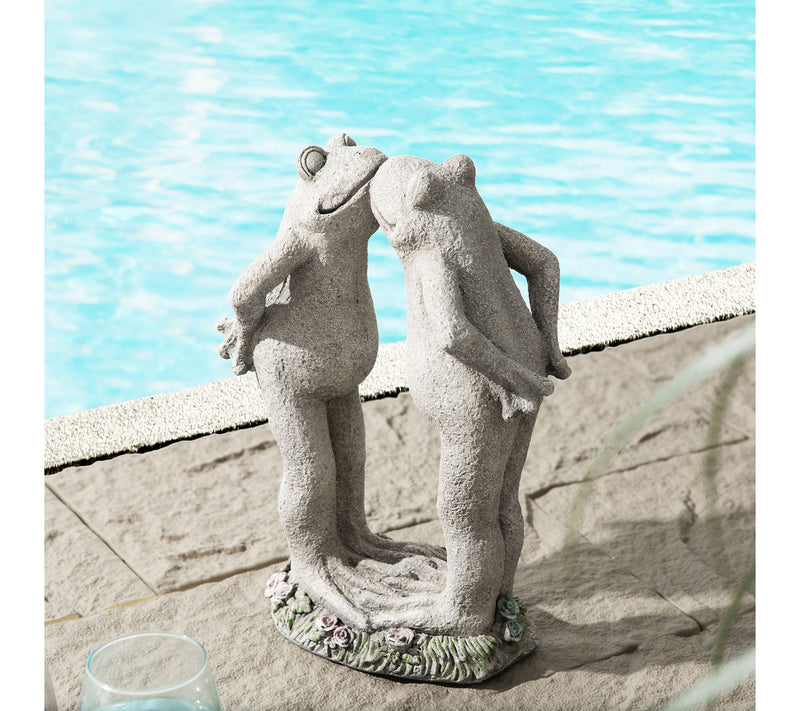 Glitzhome 15.25''H Resin Two Kissing Frog Statue — View 3