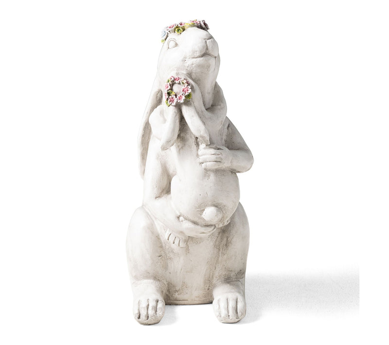 Glitzhome 17''H MGO Hugging Mom and Baby RabbitStatue — Main view