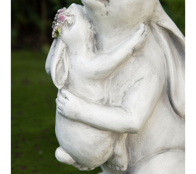 Glitzhome 17''H MGO Hugging Mom and Baby RabbitStatue — View 4