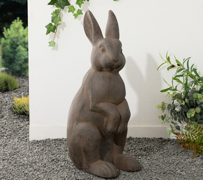 Glitzhome 28"H MGO Oversized Bronze Standing Rabbit Statue — View 2