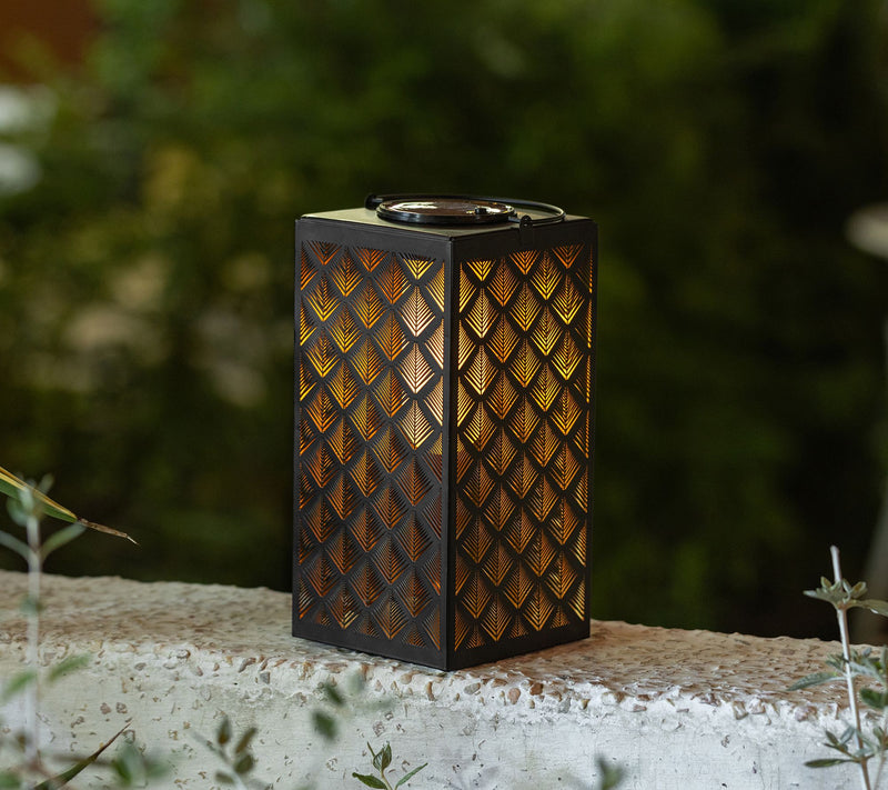 Glitzhome 11"H Textured Glass  Pattern Solar Powered Lantern — View 6