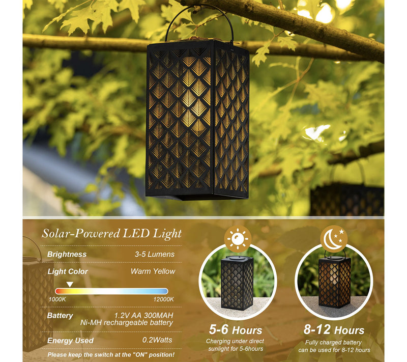 Glitzhome 11"H Textured Glass  Pattern Solar Powered Lantern — View 4