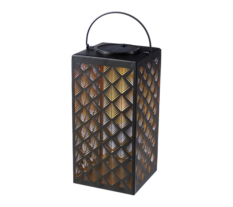 Glitzhome 11"H Textured Glass  Pattern Solar Powered Lantern — View 9