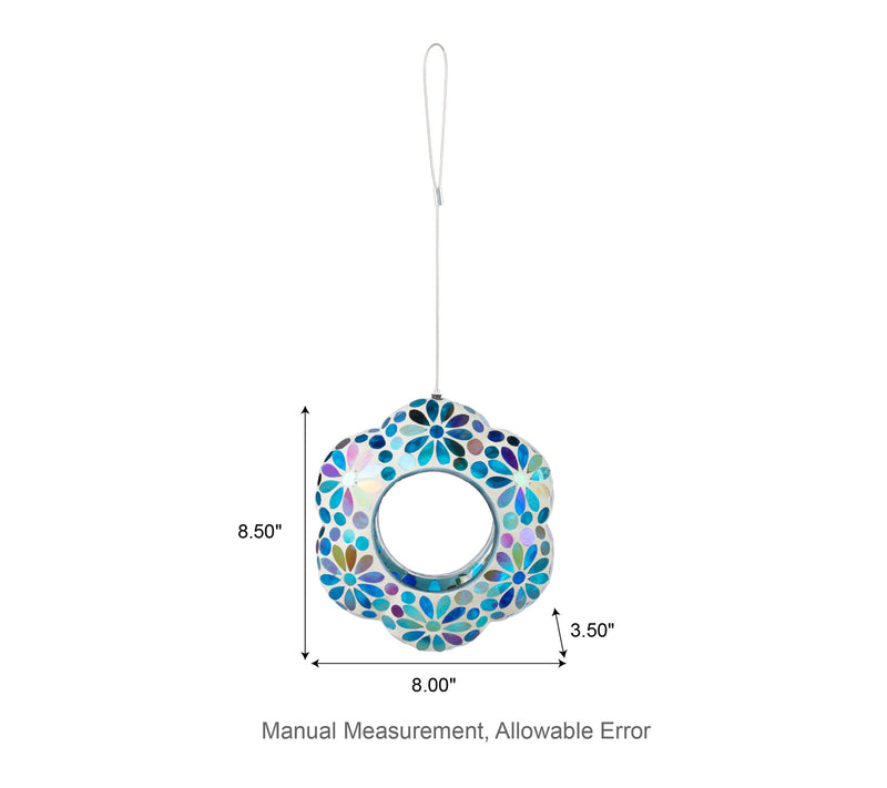 Glitzhome 8.5''D Glass Flower Shaped Hanging Mosaic Birdfeeder — View 6