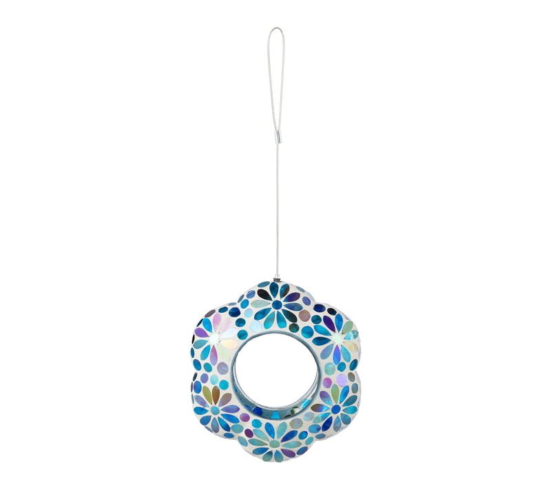 Glitzhome 8.5''D Glass Flower Shaped Hanging Mosaic Birdfeeder — Main view