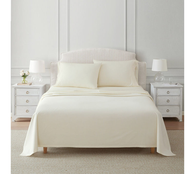 Martha Stewart Stripe White/Buttercup Cotton Twin Sheet Set — View 2