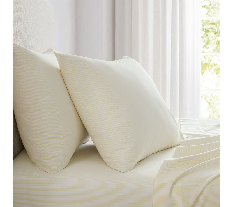 Martha Stewart Stripe White/Buttercup Cotton Twin Sheet Set — View 8