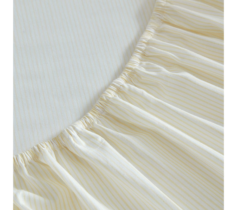 Martha Stewart Stripe White/Buttercup Cotton Twin Sheet Set — View 5