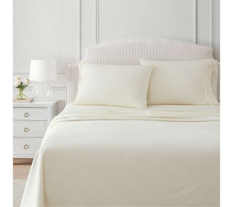 Martha Stewart Stripe White/Buttercup Cotton Twin Sheet Set — View 7