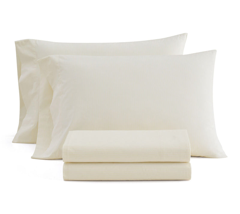 Martha Stewart Stripe White/Buttercup Cotton Queen Sheet Set — View 10