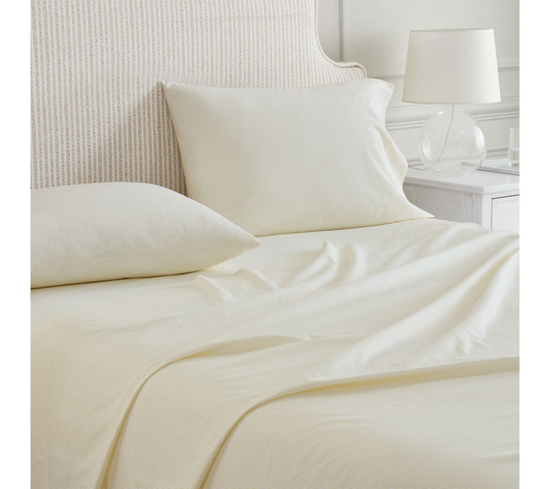 Martha Stewart Stripe White/Buttercup Cotton King Sheet Set — View 3