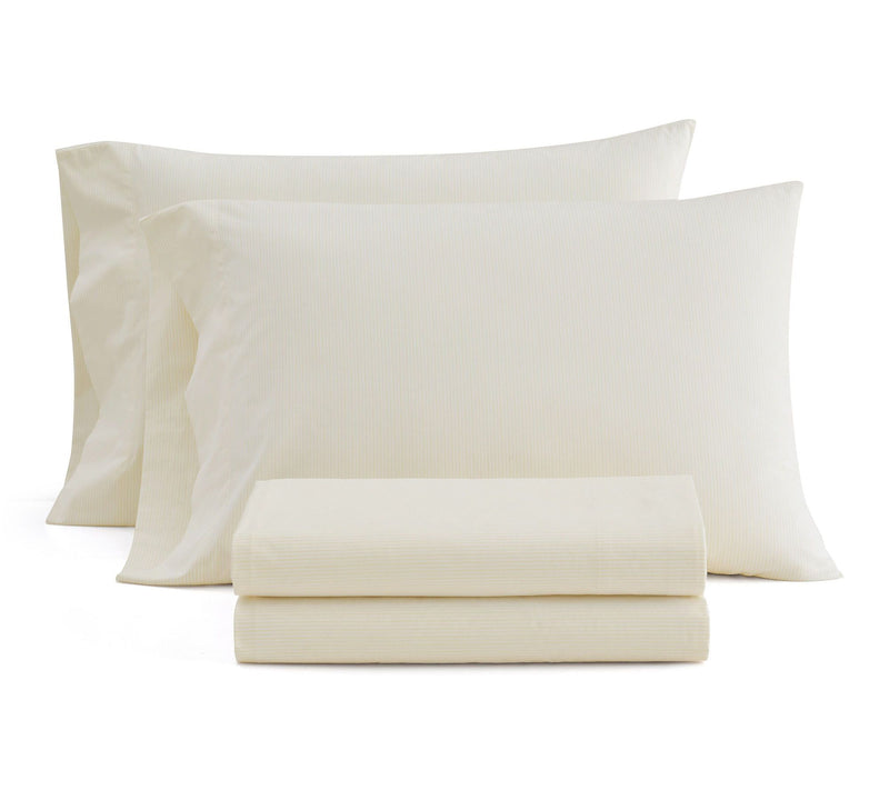 Martha Stewart Stripe White/Buttercup Cotton King Sheet Set — View 10