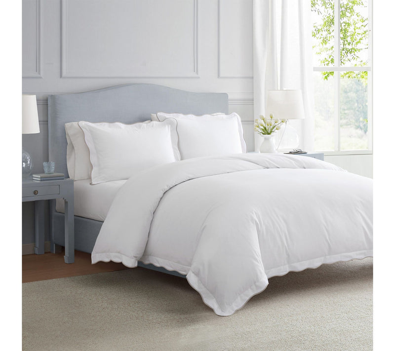 Martha Stewart Simple Scallop Solid Cotton Ki ng Duvet Set — View 10