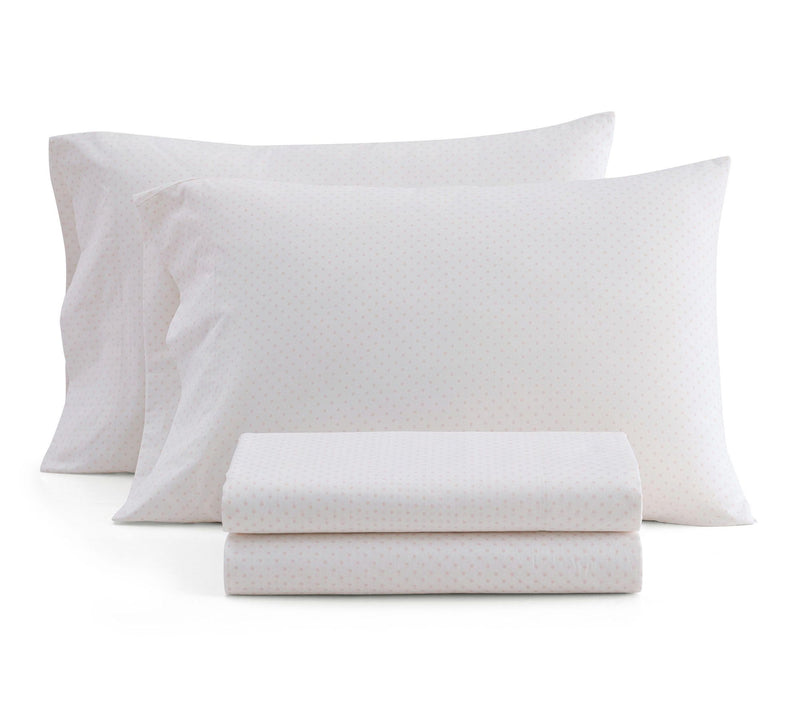 Martha Stewart Polka Dot White/Peach Cotton King Sheet Set — Main view