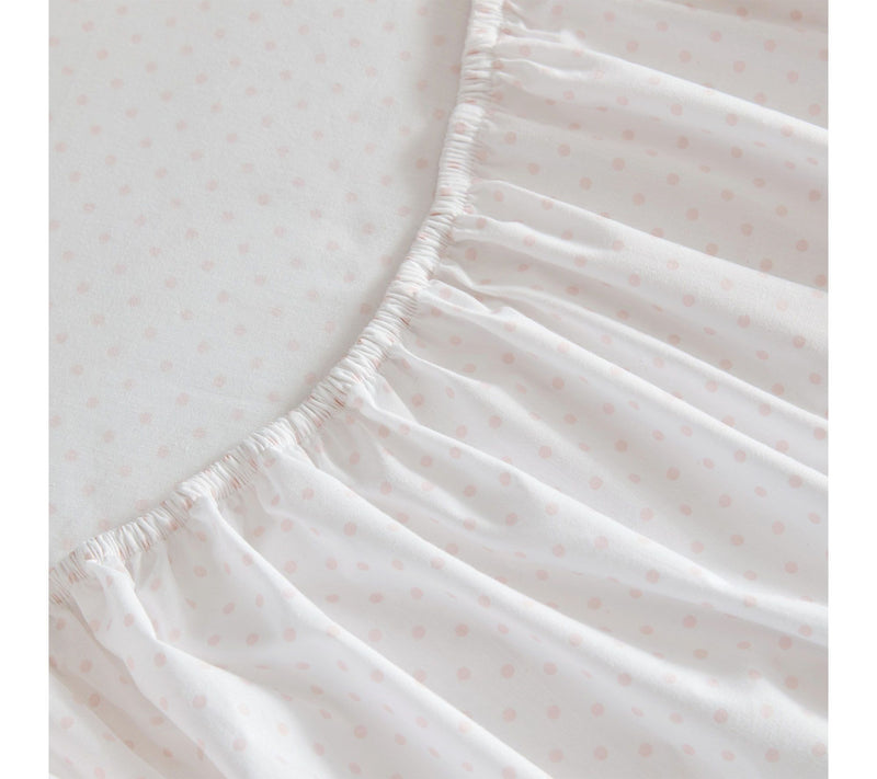 Martha Stewart Polka Dot White/Peach Cotton King Sheet Set — View 5