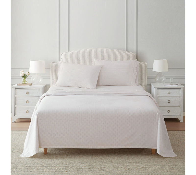 Martha Stewart Polka Dot White/Peach Cotton King Sheet Set — View 2