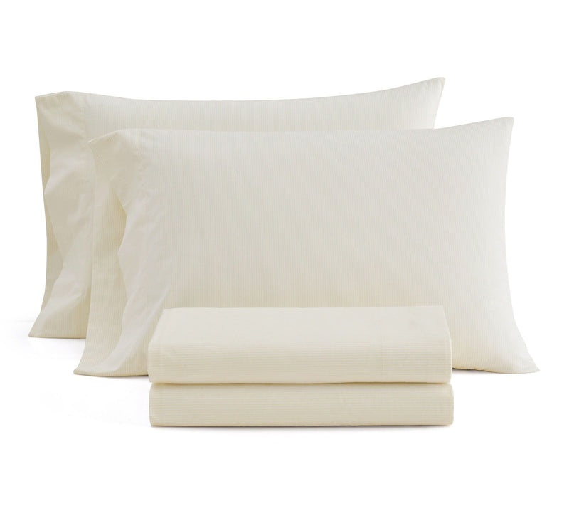 Martha Stewart Stripe White/Buttercup Cotton Full Sheet Set — View 10
