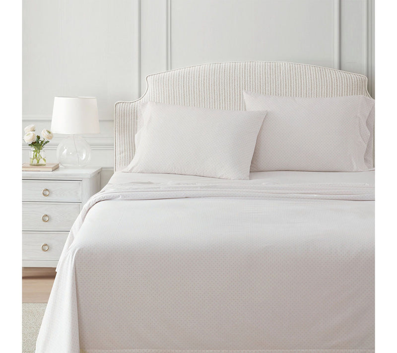 Martha Stewart Polka Dot White/Peach Cotton Full Sheet Set — View 7