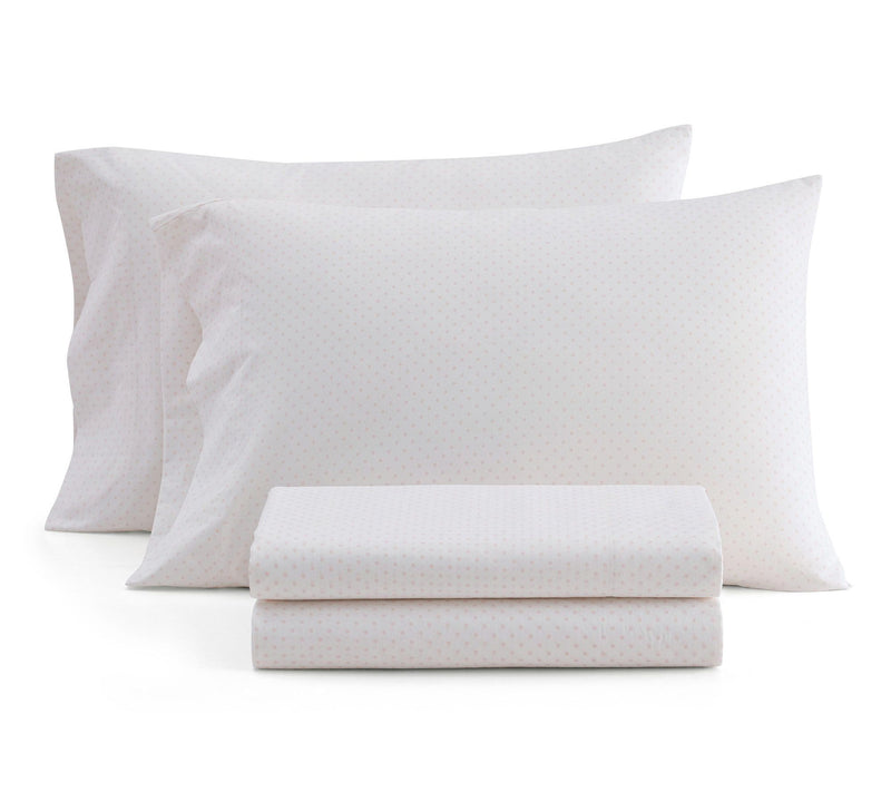 Martha Stewart Polka Dot White/Peach Cotton Full Sheet Set — View 10