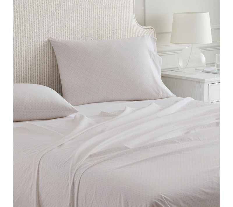 Martha Stewart Polka Dot White/Peach Cotton Full Sheet Set — View 3