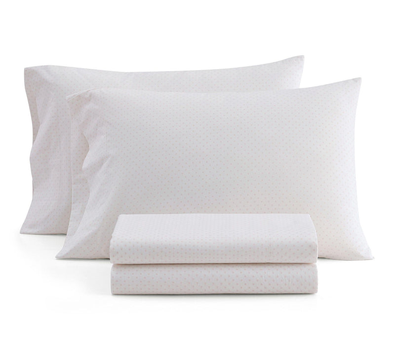 Martha Stewart Polka Dot White/Peach Cotton Full Sheet Set — Main view