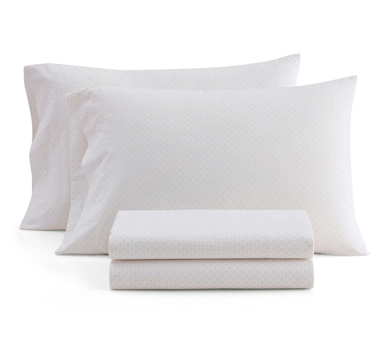 Martha Stewart Polka Dot White/Peach Cotton Twin Sheet Set — Main view