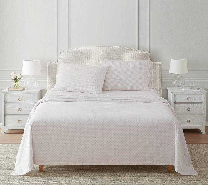 Martha Stewart Polka Dot White/Peach Cotton Twin Sheet Set — View 2