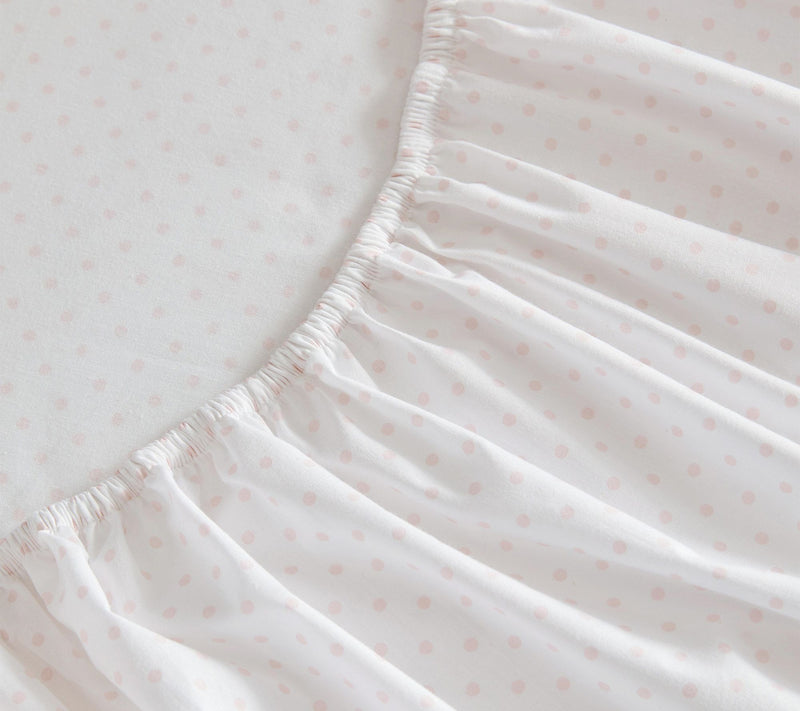 Martha Stewart Polka Dot White/Peach Cotton Twin Sheet Set — View 5