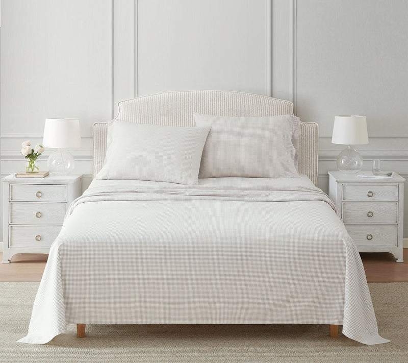 Martha Stewart Gingham White/Beige Cotton KingSheet Set — View 2