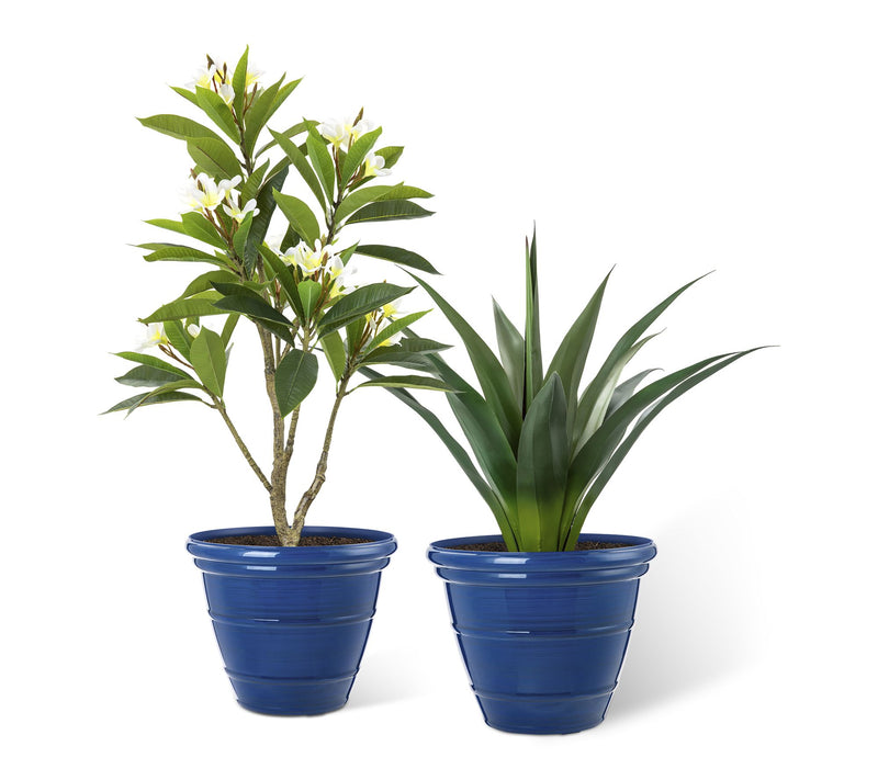 Glitzhome 15.5"D S/2 Round Faux Ceramic Pot Plastic Planter — Main view