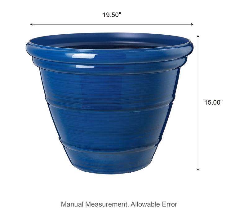 Glitzhome 19.5"D S/2 Round Faux Ceramic Pot Plastic Planter — View 6