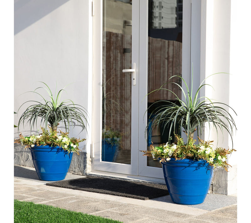Glitzhome 19.5"D S/2 Round Faux Ceramic Pot Plastic Planter — View 2