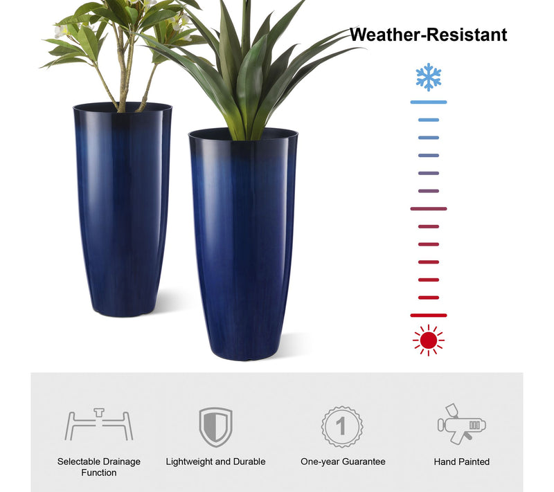 Glitzhome 30"H S/2 Oversized Gradient Faux TallPlastic Plante — View 6