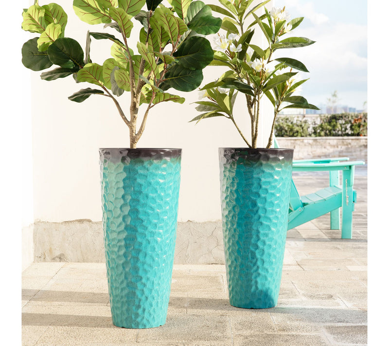 Glitzhome 31"H S/2 Oversized Honeycomb TexturedTall Planter — View 4