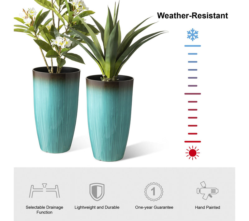 Glitzhome 23.5"H S/2 Oversized Gradient  Faux Ceramic Planter — View 5