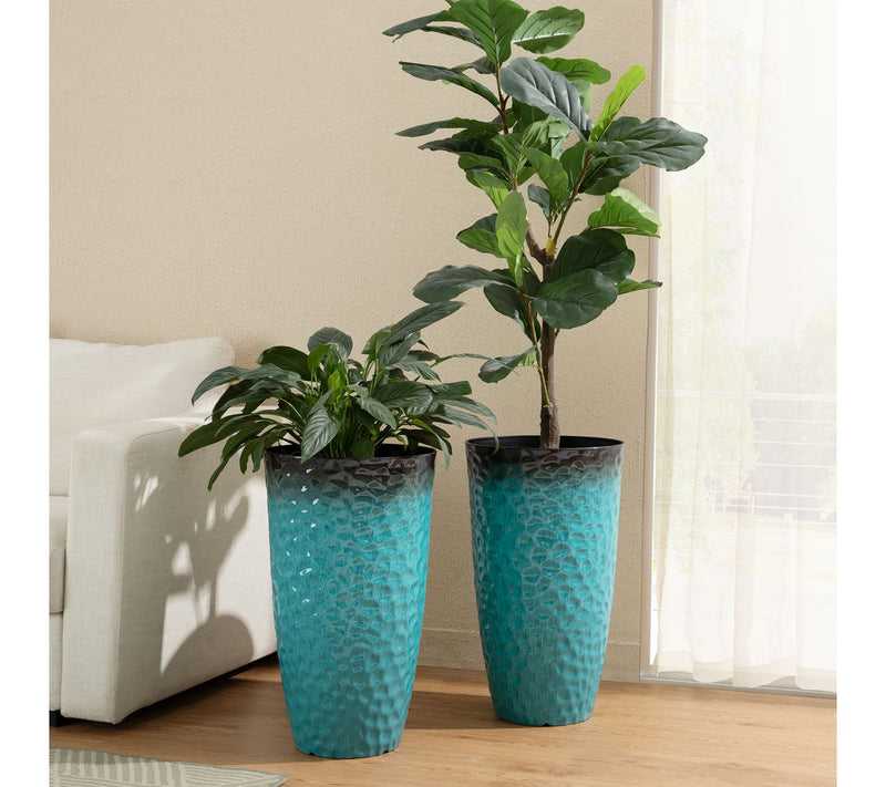 Glitzhome S/2 Oversized Honeycomb Textured Plastic Planter — View 3