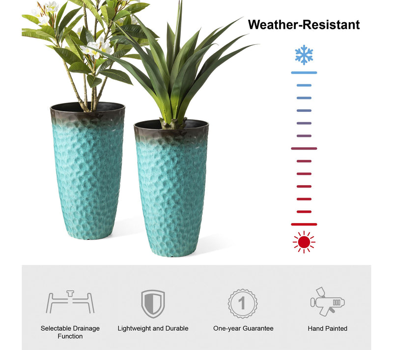 Glitzhome S/2 Oversized Honeycomb Textured Plastic Planter — View 5