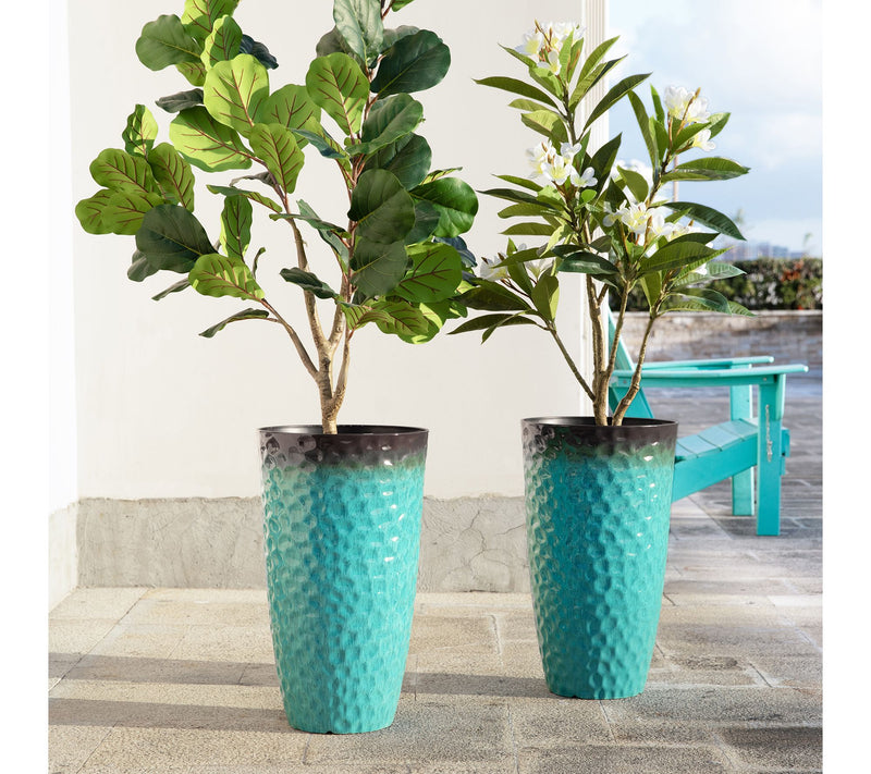Glitzhome S/2 Oversized Honeycomb Textured Plastic Planter — View 4