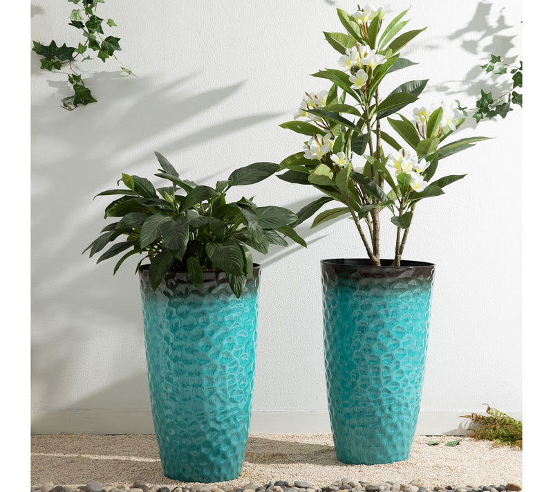 Glitzhome S/2 Oversized Honeycomb Textured Plastic Planter — View 2