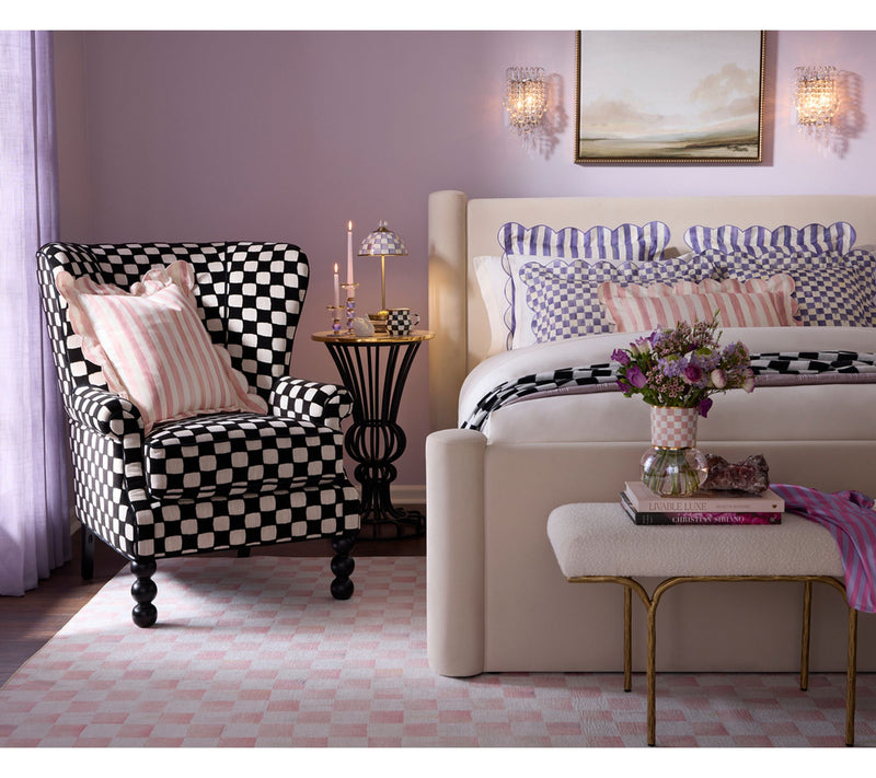 MacKenzie-Childs Check Reversible Scalloped Throw Pillow — View 2