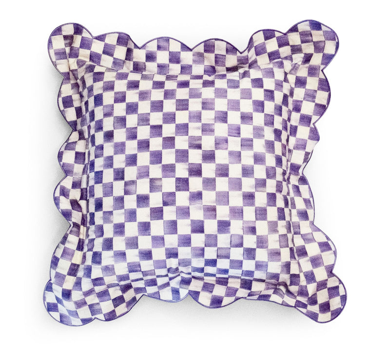 MacKenzie-Childs Check Reversible Scalloped Throw Pillow — Main view