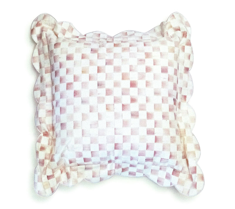 MacKenzie-Childs Check Reversible Scalloped Throw Pillow — View 5