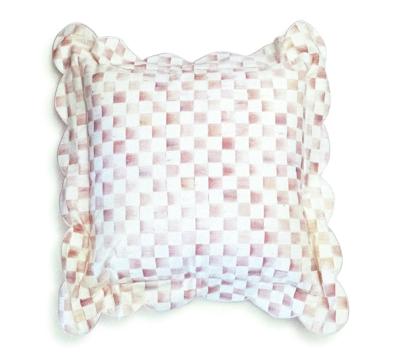 MacKenzie-Childs Check Reversible Scalloped Throw Pillow — View 11