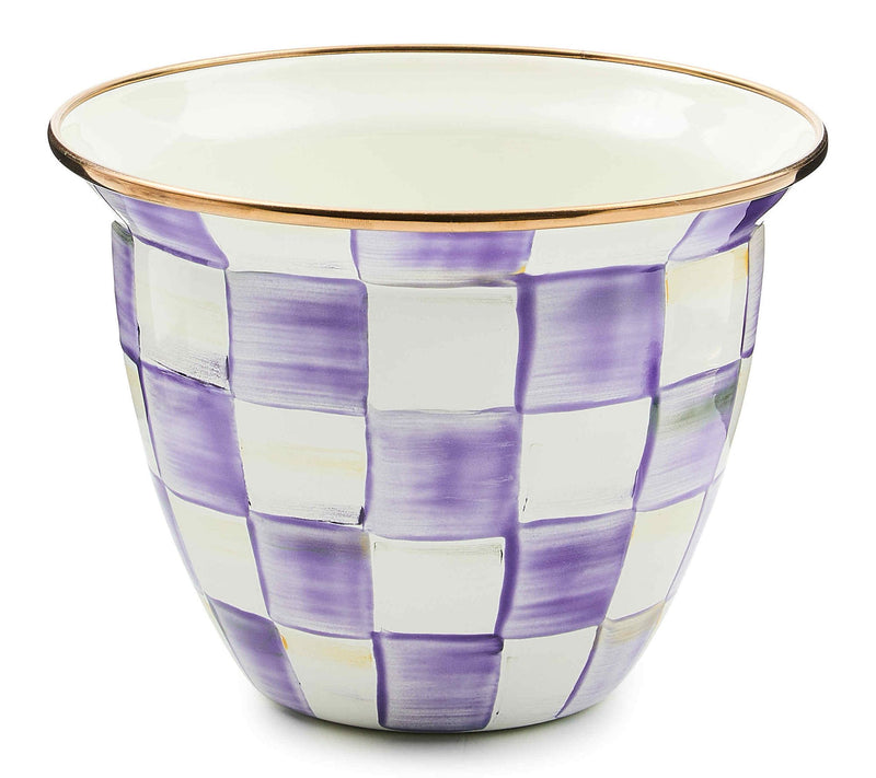 MacKenzie-Childs Violet Check Large Flower Pot — Main view
