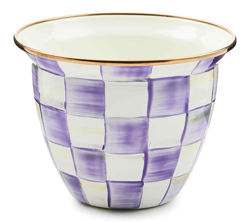 MacKenzie-Childs Violet Check Large Flower Pot — View 3